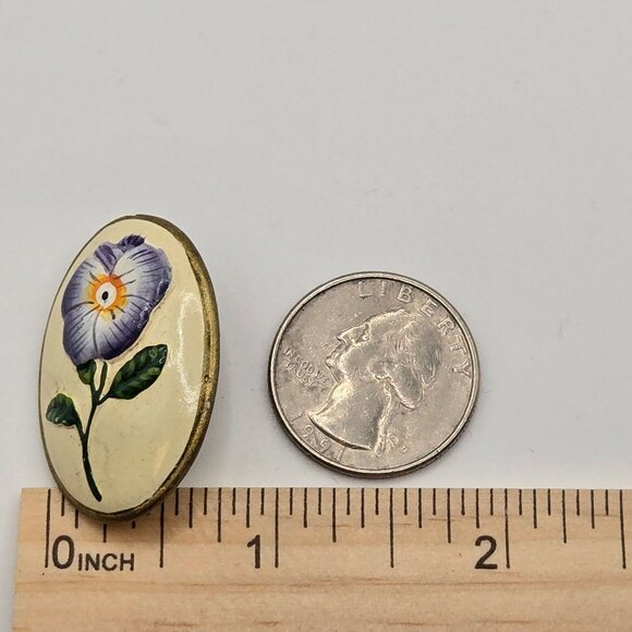 VTG Brooch Art Nouveau Oval Ceramic Hand Painted Floral Pin Jewelry Fairy Boho - Picture 10 of 10